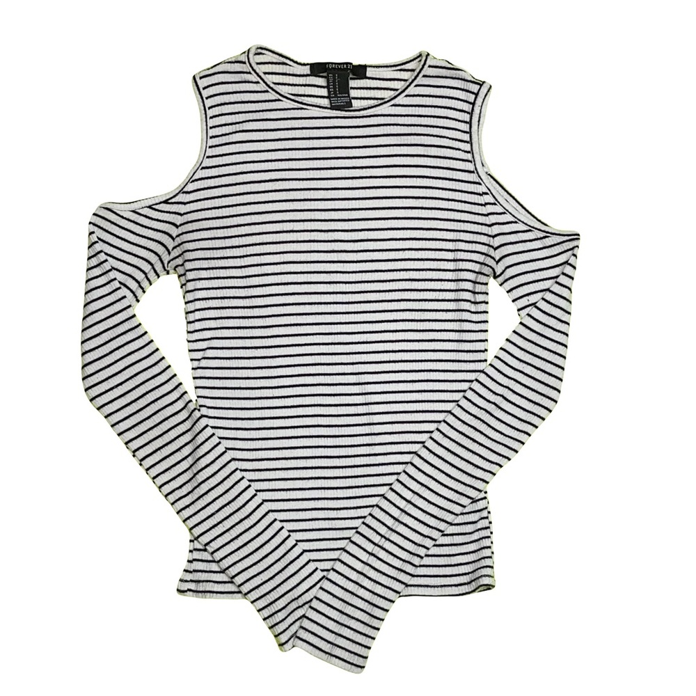 Forever 21 Long Sleeve Cold Shoulder Striped